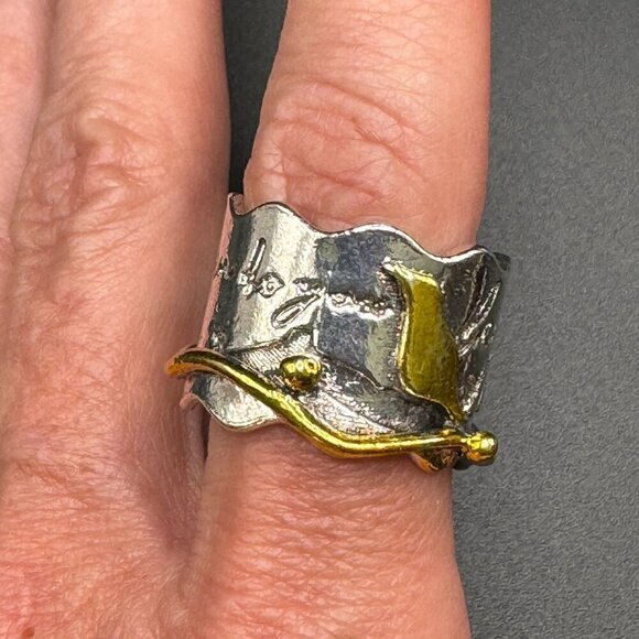 Boho Raven and Poe Inspired Two Tone Ring #1371 - Picture 6 of 8